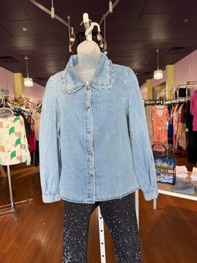 Light Wash Denim Button-Up Shirt